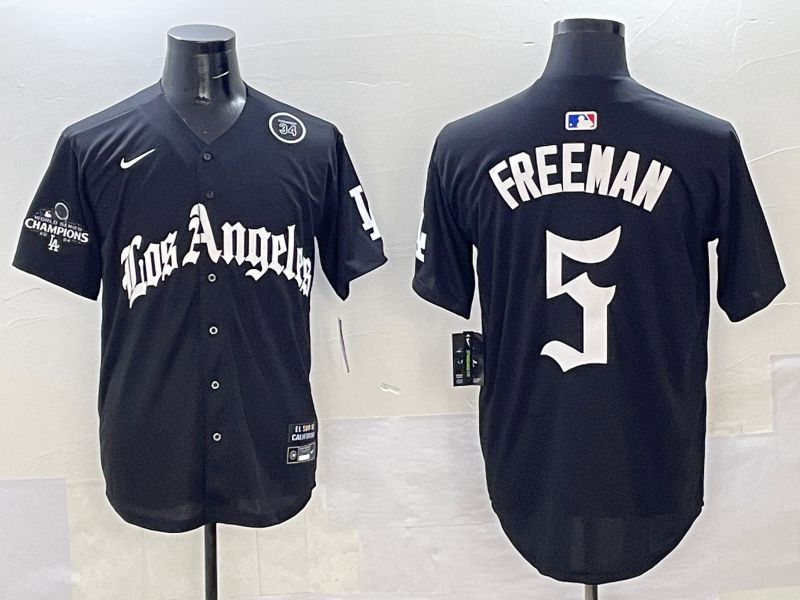 Men Los Angeles Dodgers #5 Freeman Black Five generations Joint Name 2025 Nike MLB Jersey style 41->los angeles dodgers->MLB Jersey